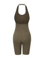 Ribbed Halter Neck Low Back Bodysuit