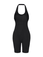 Ribbed Halter Neck Low Back Bodysuit