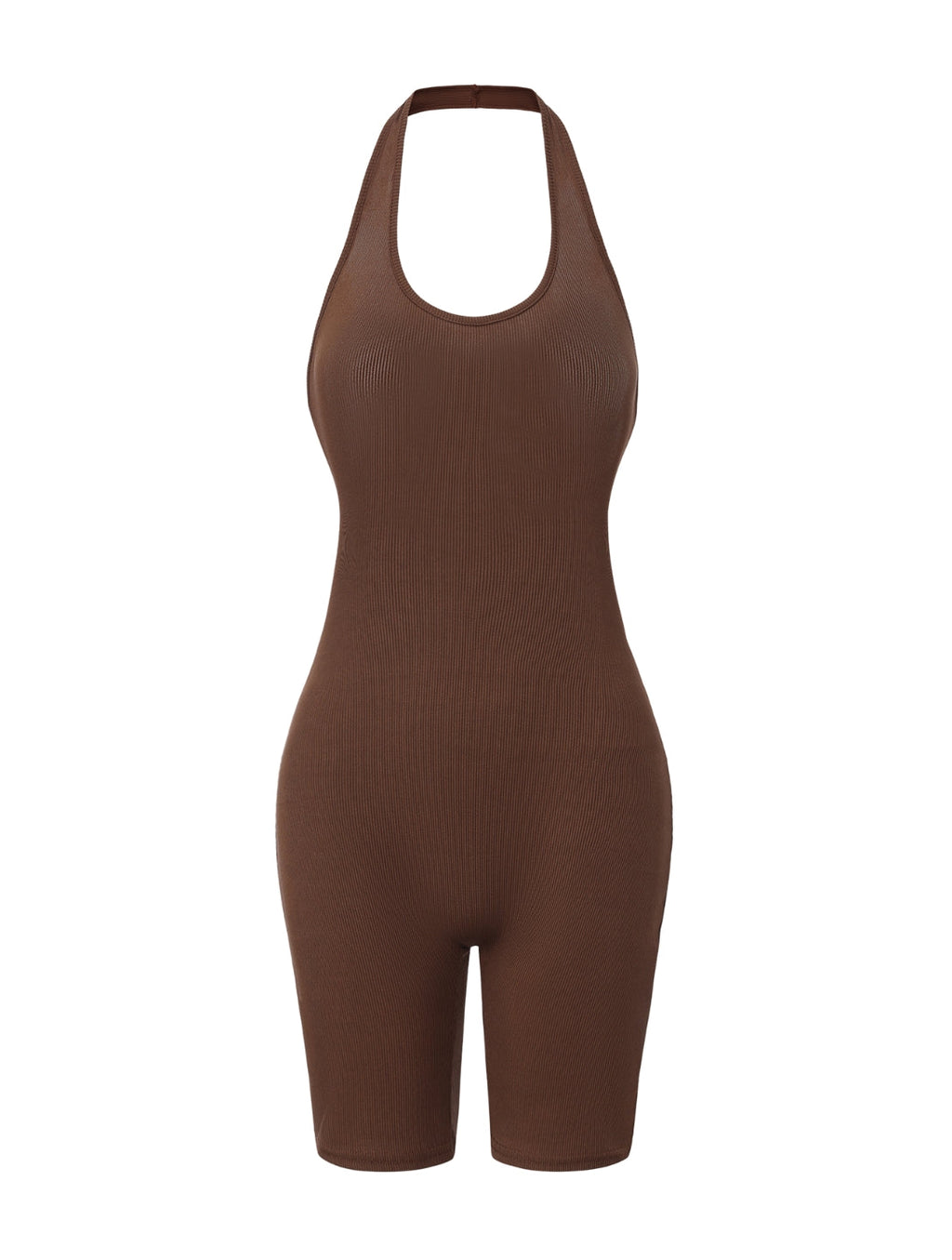 Ribbed Halter Neck Low Back Bodysuit