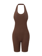 Ribbed Halter Neck Low Back Bodysuit