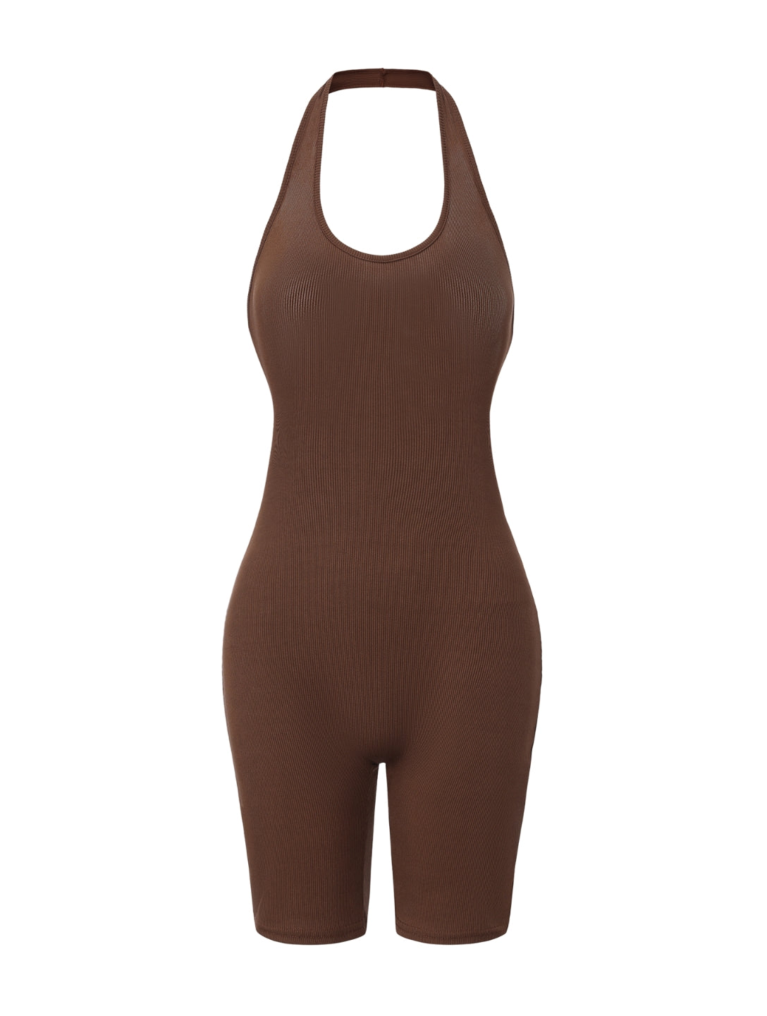 Ribbed Halter Neck Low Back Bodysuit