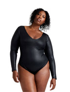 Leather Look Long Sleeve Bodysuit