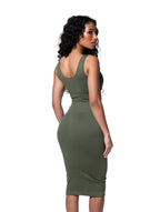 Deep V-Neck Seamless Shapewear Midi Dress