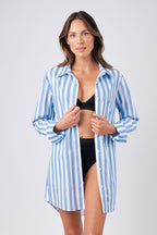 Beach Shirt Dress HAMPTONS STRIPE BLUE