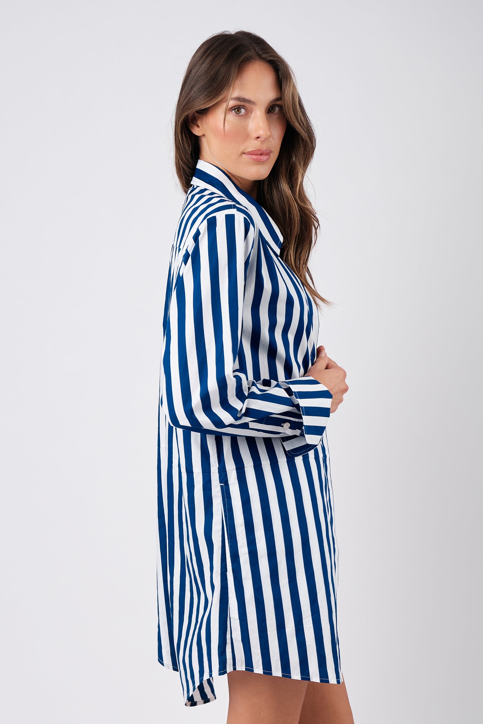 Beach Shirt Dress HAMPTONS STRIPE NAVY