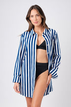 Beach Shirt Dress HAMPTONS STRIPE NAVY