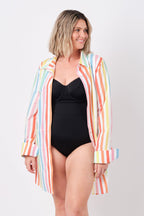 Beach Shirt Dress HAMPTONS STRIPE RAINBOW