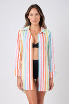 Beach Shirt Dress HAMPTONS STRIPE RAINBOW