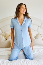 Cami + Pants Sleep Pyjama Set with Piping PALE BLUE