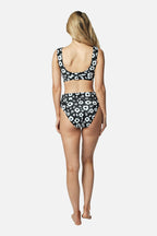 Classic Square Neck Bikini Bralette DAISY SILHOUETTE BLACK
