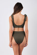 Classic Square Neck Bikini Bralette KHAKI TEXTURE