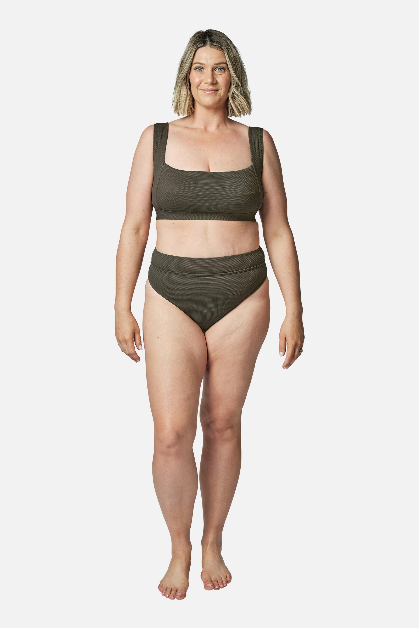 Classic Square Neck Bikini Bralette KHAKI TEXTURE
