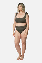 Classic Square Neck Bikini Bralette KHAKI TEXTURE