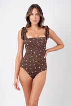 Classic Square Neck CHOCOLATE POLKA TEXTURE
