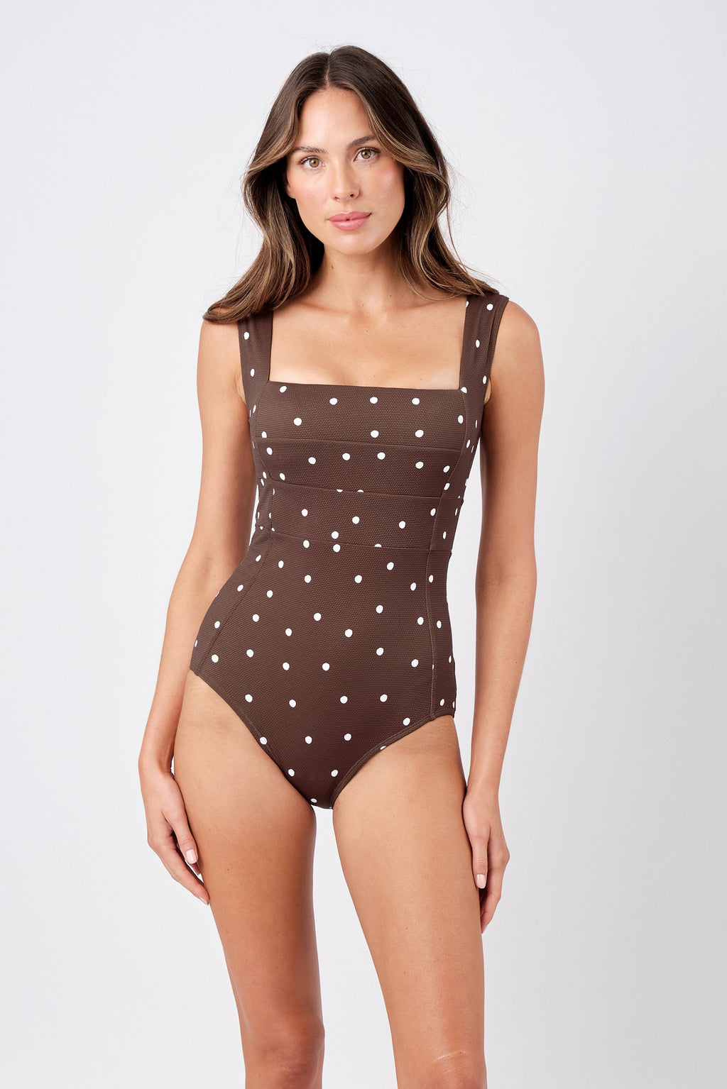 Classic Square Neck CHOCOLATE POLKA TEXTURE