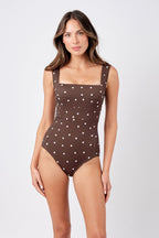 Classic Square Neck CHOCOLATE POLKA TEXTURE