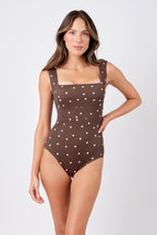 Classic Square Neck CHOCOLATE POLKA TEXTURE