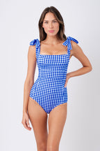 Classic Square Neck COBALT BLUE GINGHAM