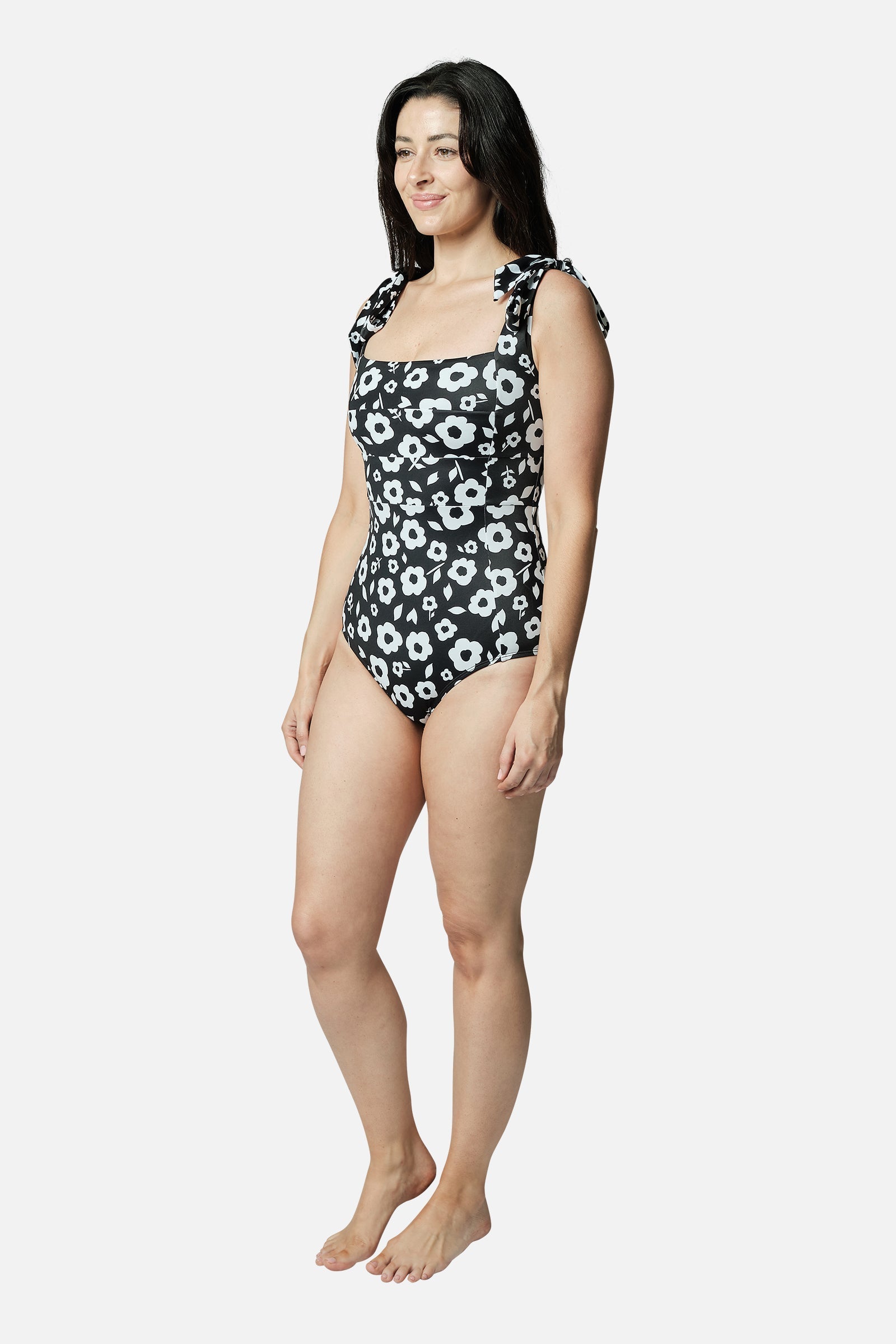 Classic Square Neck DAISY SILHOUETTE BLACK