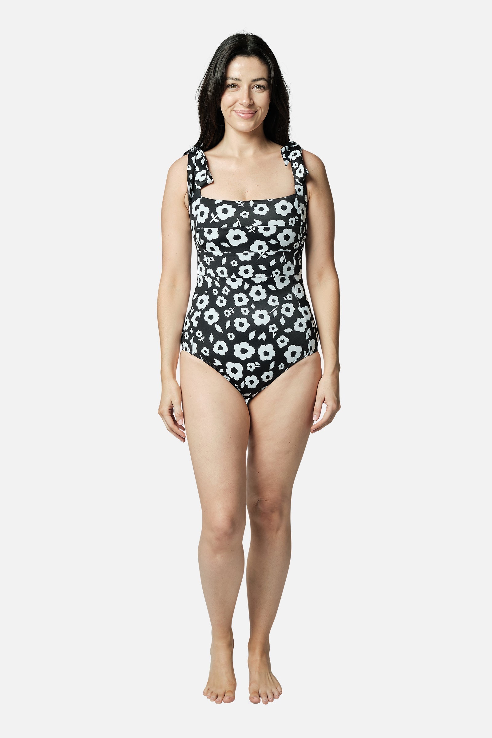 Classic Square Neck DAISY SILHOUETTE BLACK