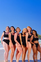 Crinkle Cut High-Waisted Bikini Bottom BLACK