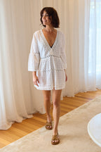 Embroidered Kaftan Dress WHITE