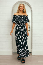 Frill Off-Shoulder Maxi Dress MAGNOLIA SILHOUETTE BLACK