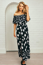Frill Off-Shoulder Maxi Dress MAGNOLIA SILHOUETTE BLACK
