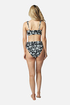 High-Cut High-Waisted Bikini Bottom DAISY SILHOUETTE BLACK