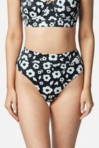 High-Cut High-Waisted Bikini Bottom DAISY SILHOUETTE BLACK