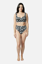 High-Cut High-Waisted Bikini Bottom DAISY SILHOUETTE BLACK