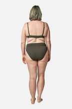 High-Cut High-Waisted Bikini Bottom KHAKI TEXTURE