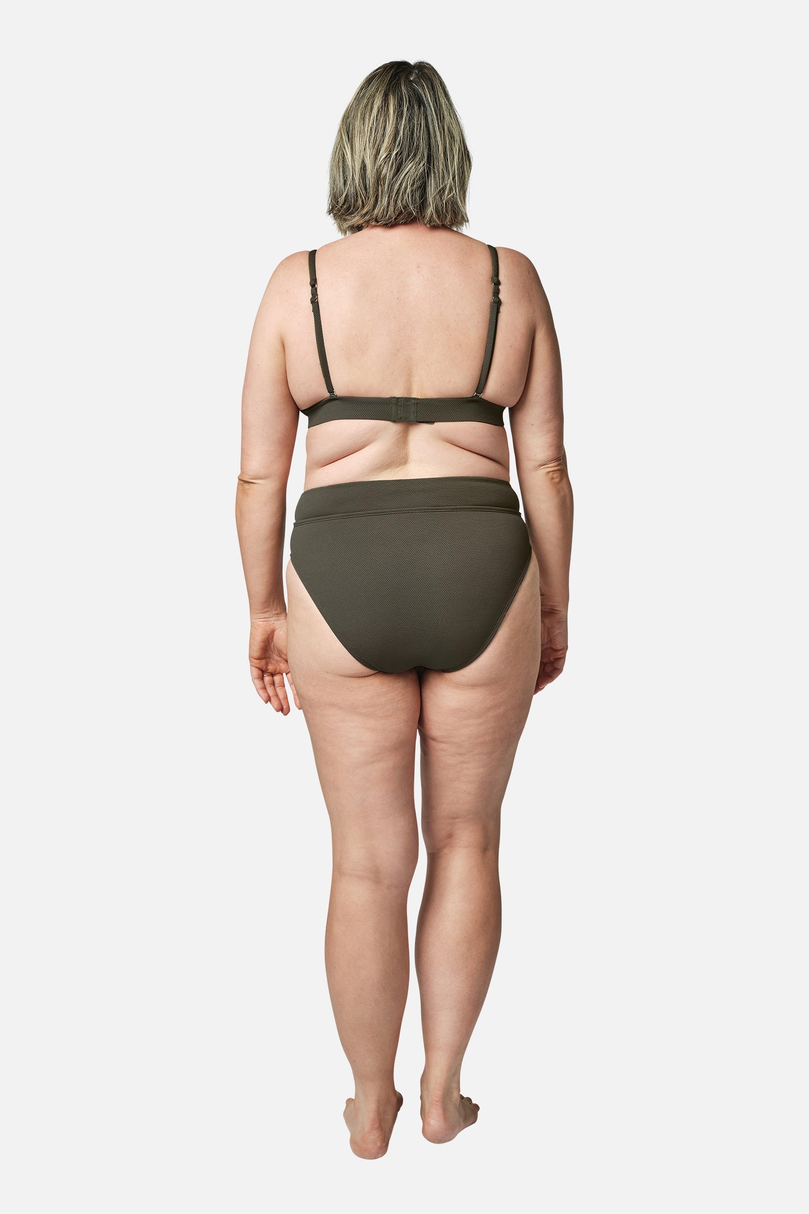 High-Cut High-Waisted Bikini Bottom KHAKI TEXTURE