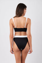 High-Cut High-Waisted Bikini Bottom MONOCHROME TEXTURE
