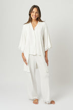 Lace Trim Modal Full Length Pyjama Set IVORY
