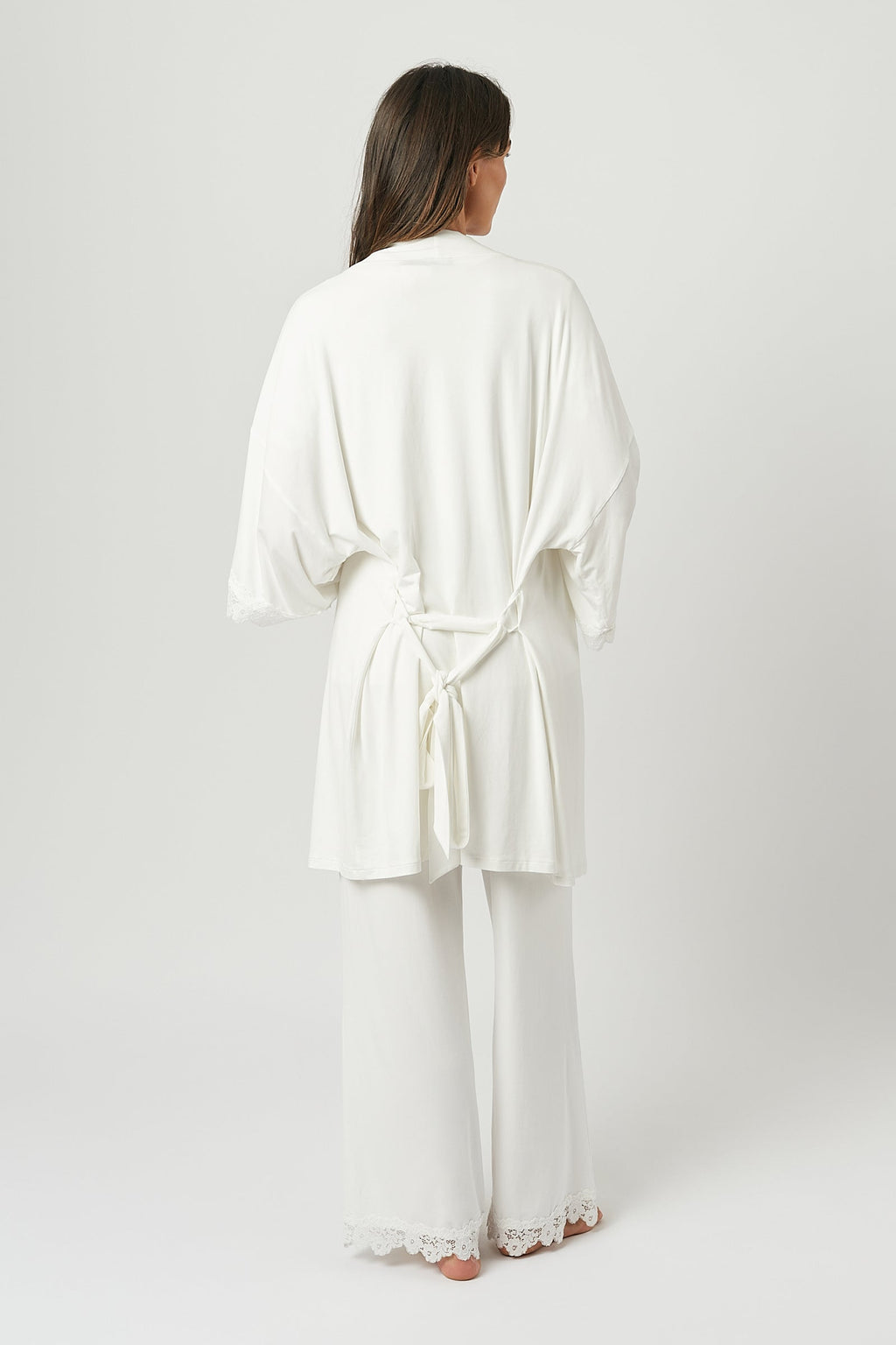 Lace Trim Modal Robe IVORY