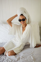 Lace Trim Modal Robe IVORY