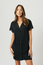 Lace Trim Sleep Shirt Nightie BLACK