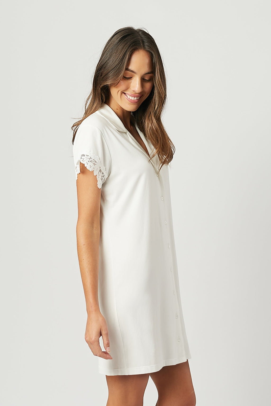 Lace Trim Sleep Shirt Nightie IVORY
