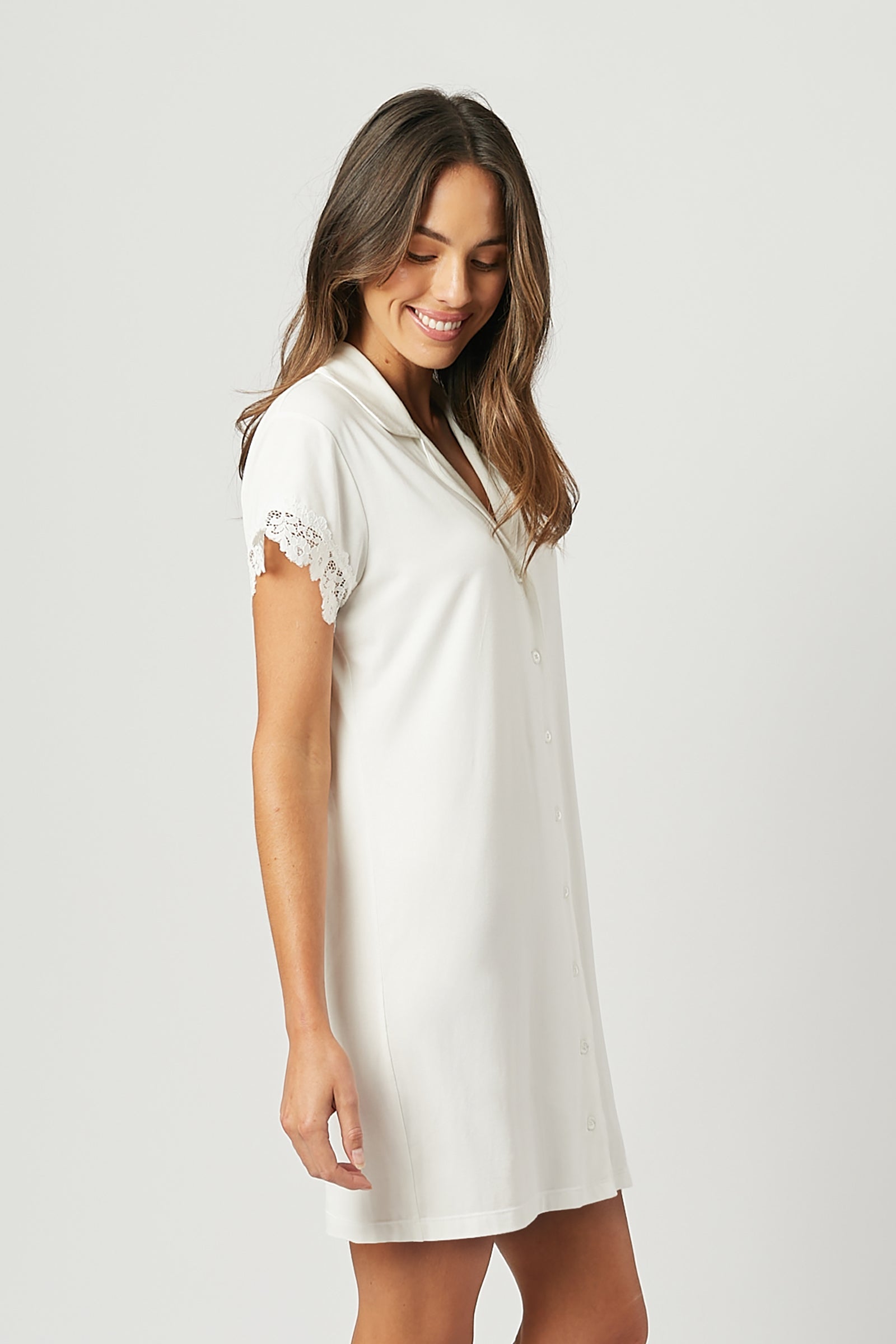 Lace Trim Sleep Shirt Nightie IVORY