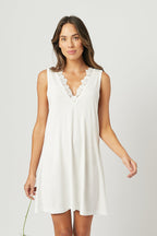 Lace Trim V-Neck Nightie IVORY