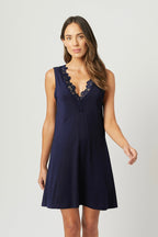 Lace Trim V-Neck Nightie NAVY
