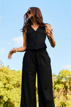 Linen Palazzo Pants BLACK