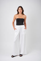 Linen Palazzo Pants WHITE