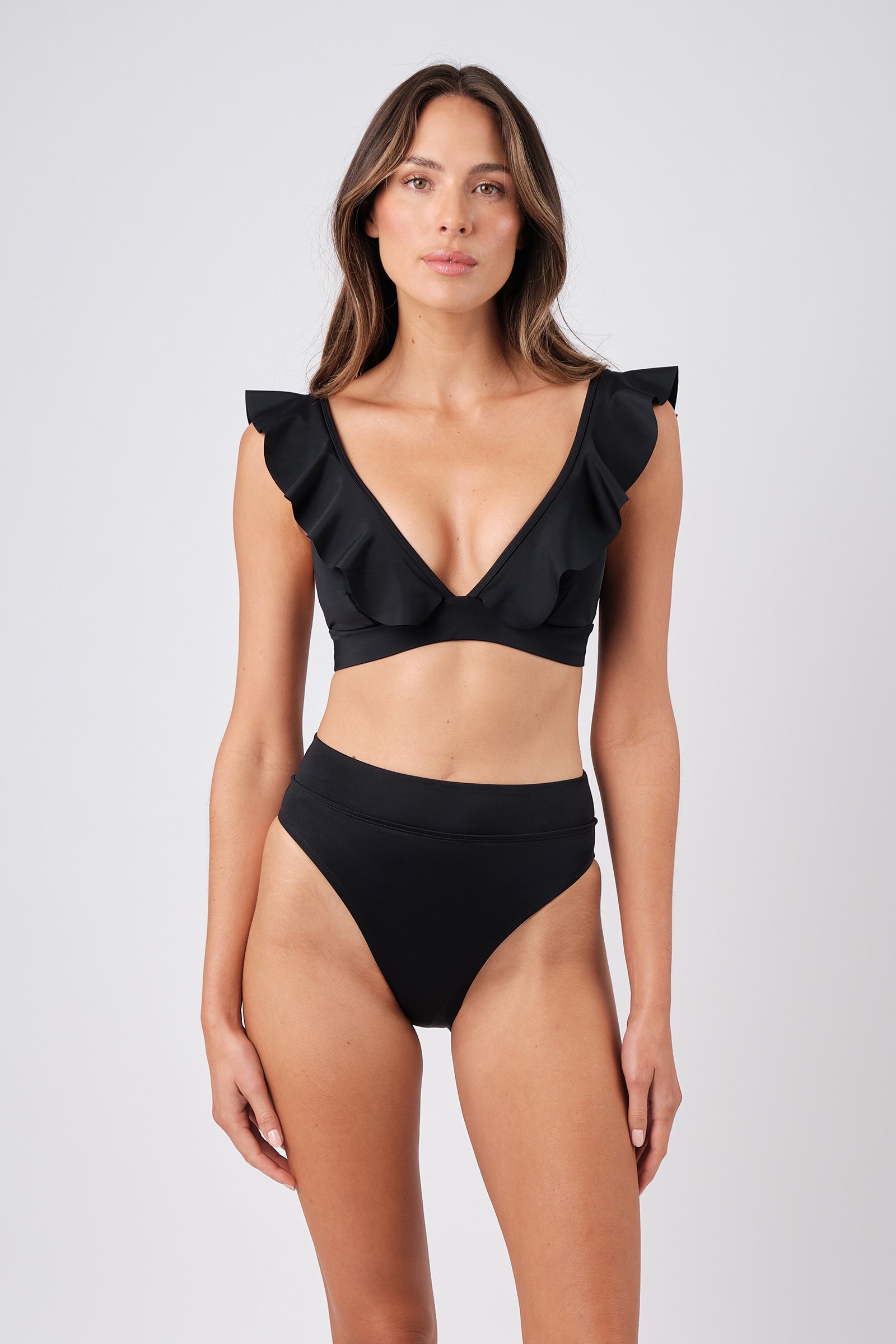 Never Say Never Bikini Bralette with Frill BLACK