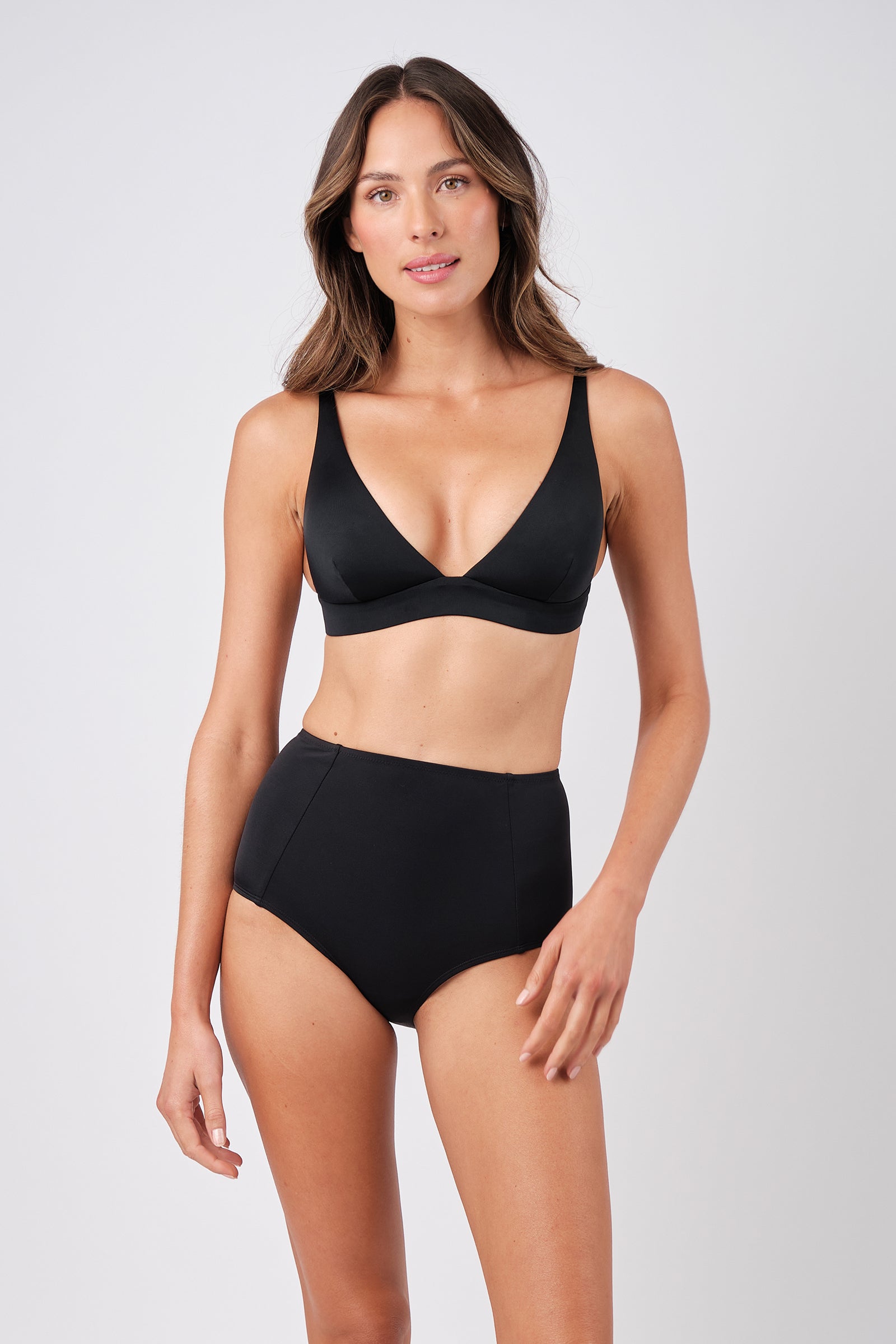 Never Say Never High-Waisted Bikini Bottom BLACK