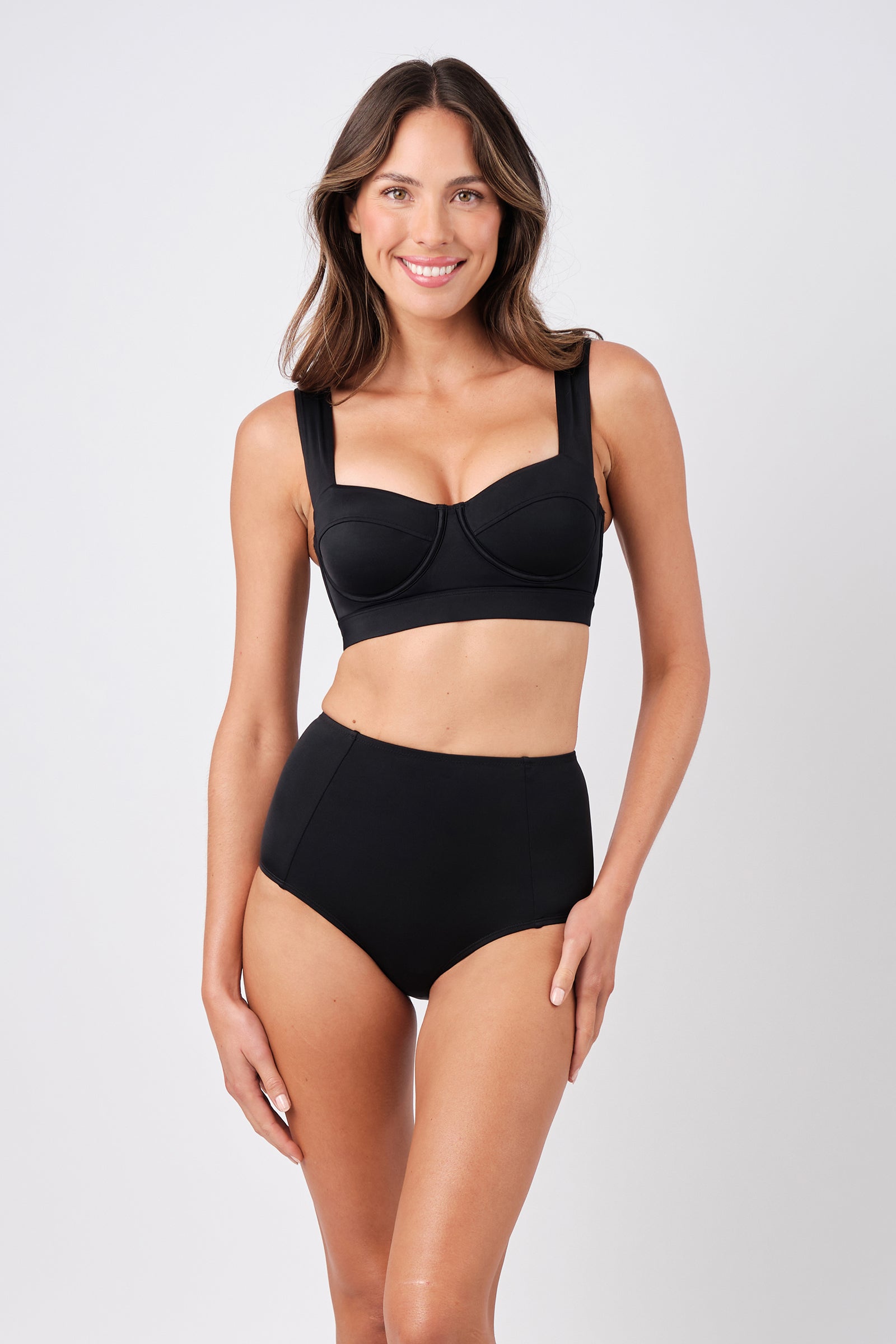 Never Say Never High-Waisted Bikini Bottom BLACK