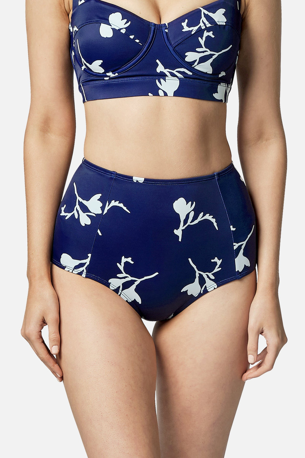 Never Say Never High-Waisted Bikini Bottom FREESIA SILHOUETTE NAVY