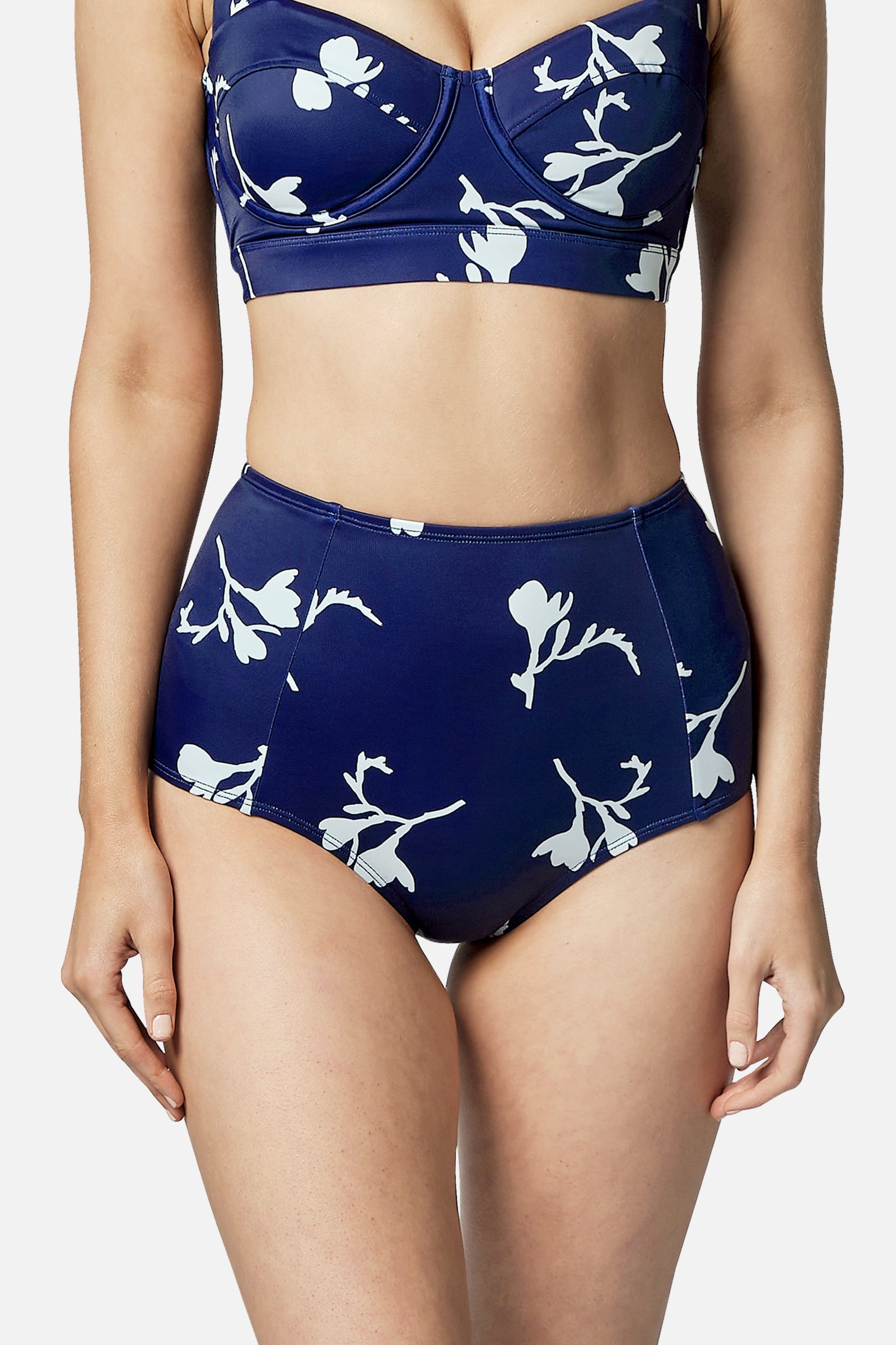 Never Say Never High-Waisted Bikini Bottom FREESIA SILHOUETTE NAVY