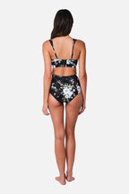 Never Say Never High-Waisted Bikini Bottom LONDON BOTANICAL BLACK